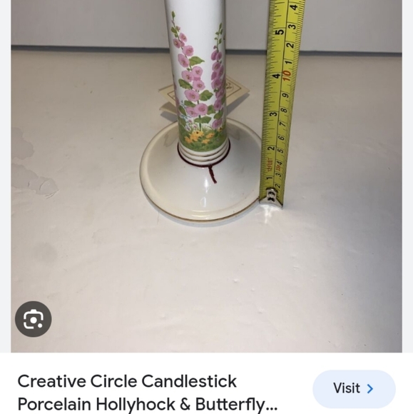 Creative Circle 6 in porcelain candlestick, hollyhock and butterfly white gold t - Picture 1 of 5